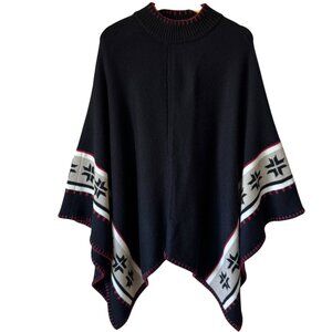 Vtg Gaucho Poncho Wool Blend Geometric Design Artisan Traditional Soft